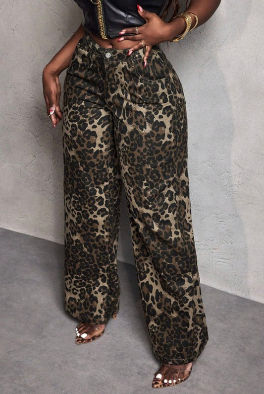 Leopard Wide Leg Pants